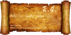 Réti Gyöngyi névjegykártya