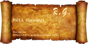Réti Gyöngyi névjegykártya